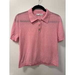 Mango Polo-Neck Sweater Women's M Pink Knit Preppy Office Career